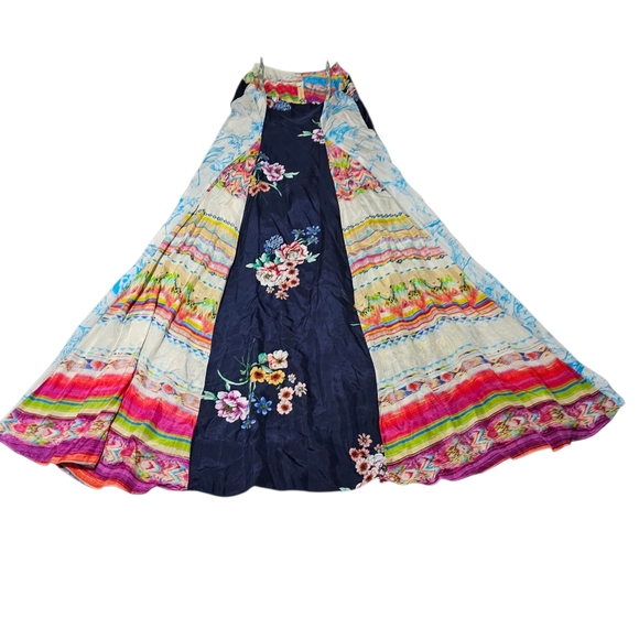 Johnny Was Silk Boho Maxi Dress Buttondown Sleeveless Multi Print Rare Medium - Picture 6 of 17